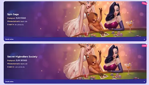 SpinBara Casino Turnier Spin Saga mit Preisgeld Anzeige