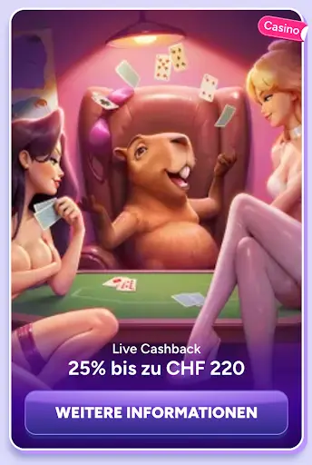 SpinBara Live Cashback 25 Prozent bis CHF 220
