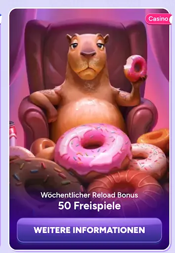 SpinBara wöchentlicher Reload Bonus 50 Freispiele