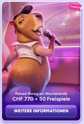 SpinBara Reload Bonus Wochenende CHF 770 und 50 Freispiele